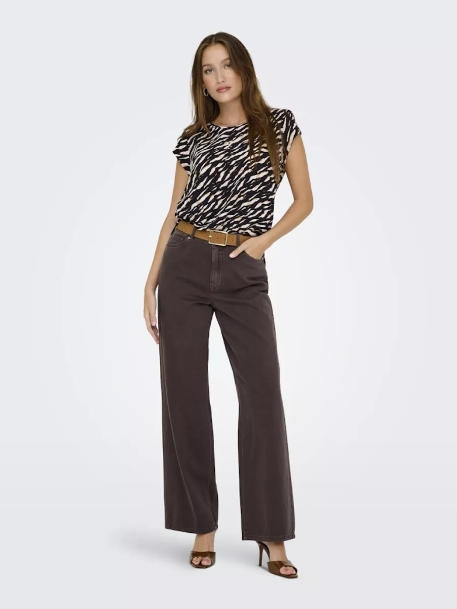 ONLY-ONLVIC S/S AOP TOP NOOS WVN-15161116-Derifting Zebra-ZWART COMBINATIES
