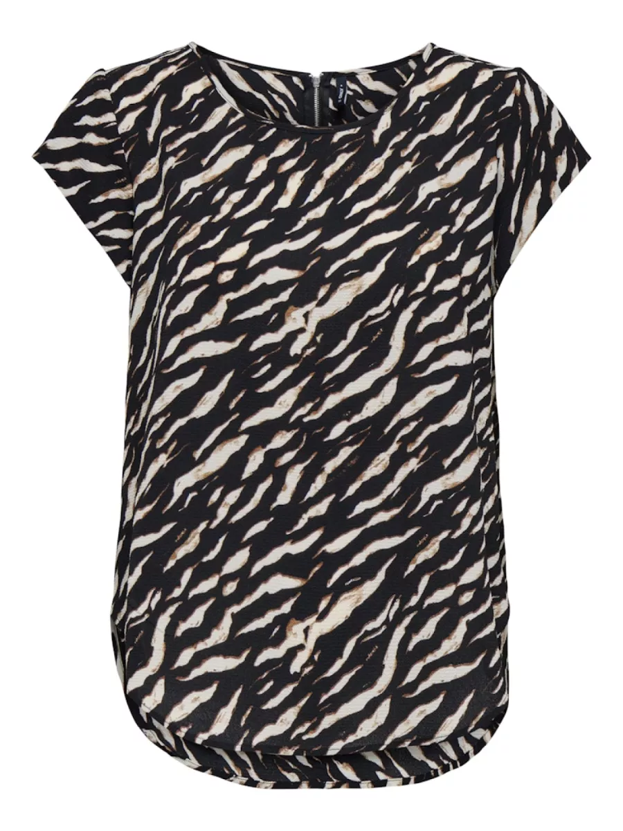 ONLY-ONLVIC S/S AOP TOP NOOS WVN-15161116-Derifting Zebra-ZWART COMBINATIES