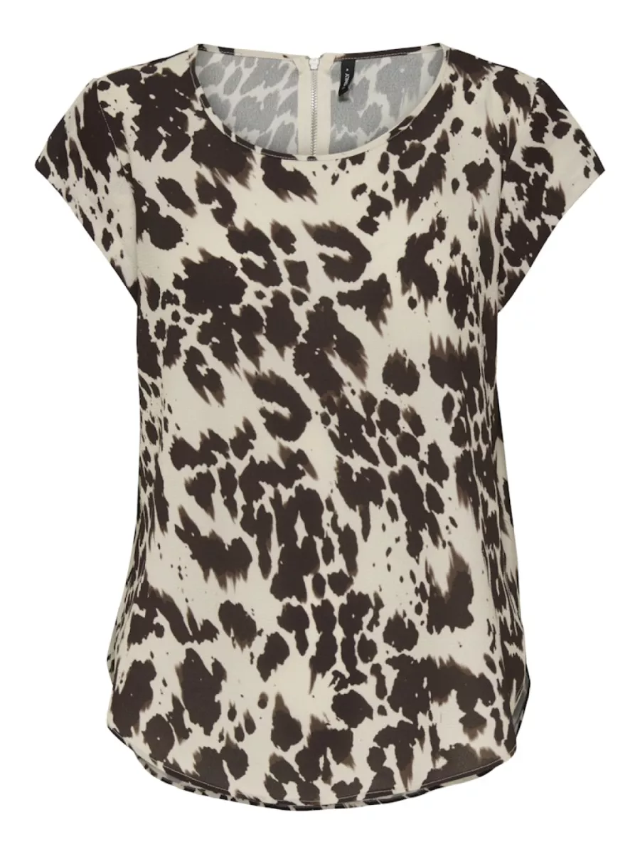 ONLY-ONLVIC S/S AOP TOP NOOS WVN-15161116-Splassed Cow-BLACK