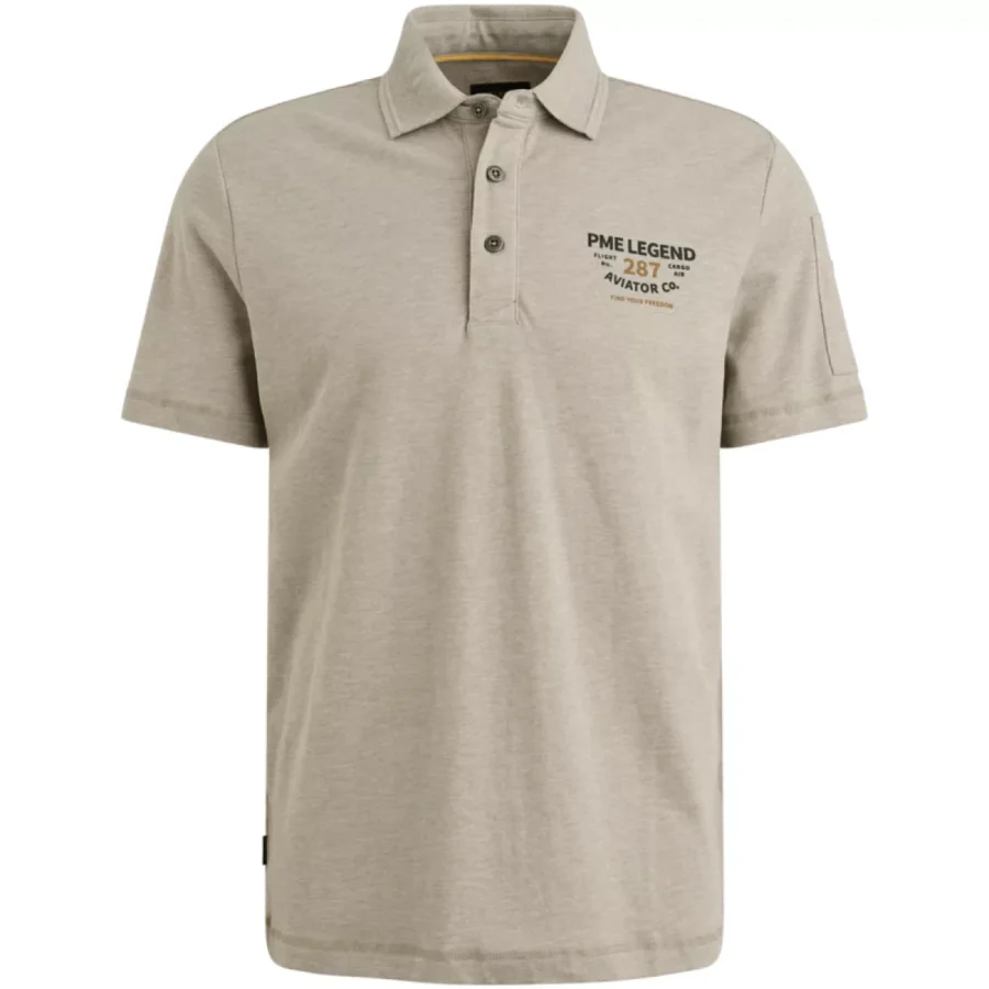PME LEGEND-Short sleeve polo pique melange-PPSS2506889-7144 White pepper-WIT