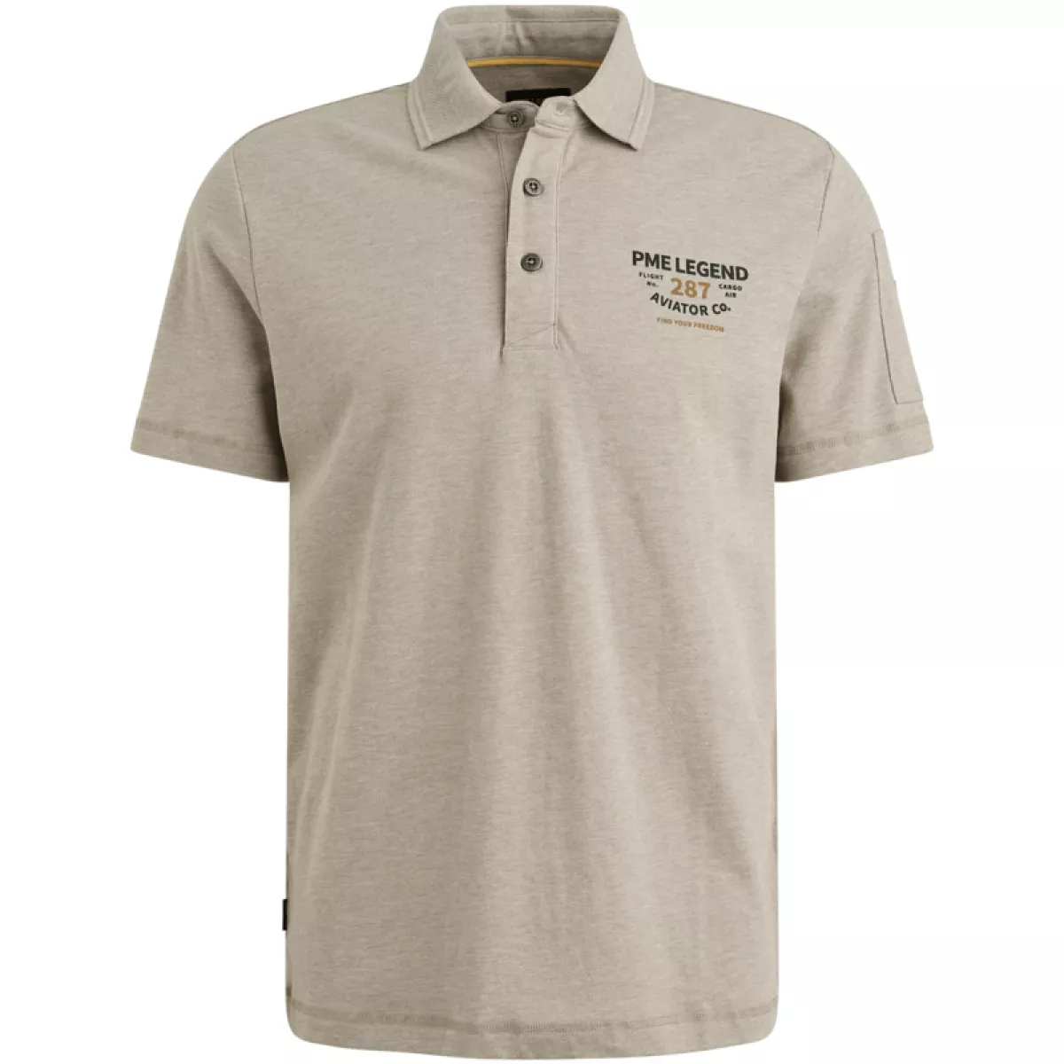 PME LEGEND-Short sleeve polo pique melange-PPSS2506889-7144 White pepper-WIT