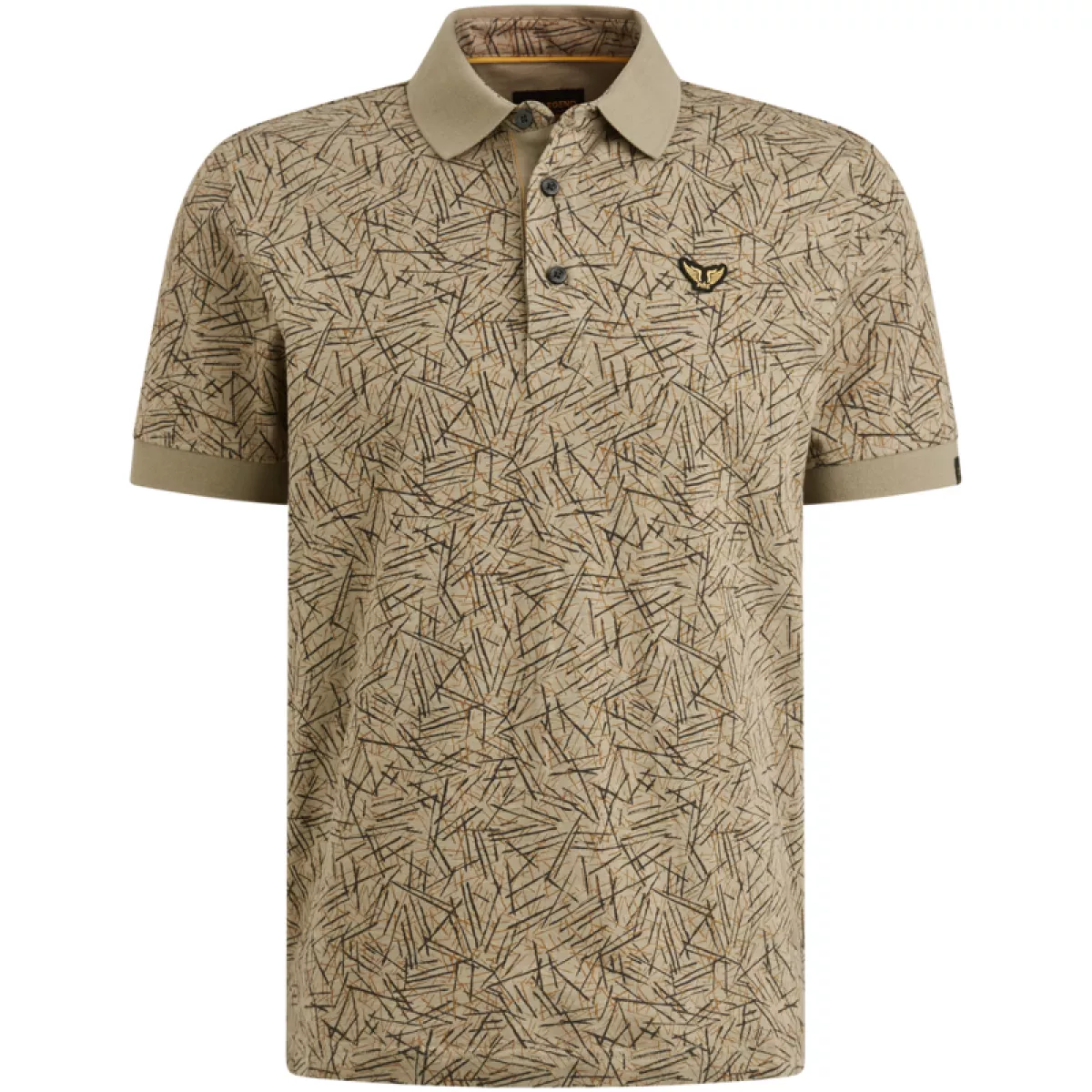 PME LEGEND-Short sleeve polo slub jersey aop-PPSS2506893-6391 Silver sage-LICHT-/PAREL GRIJS