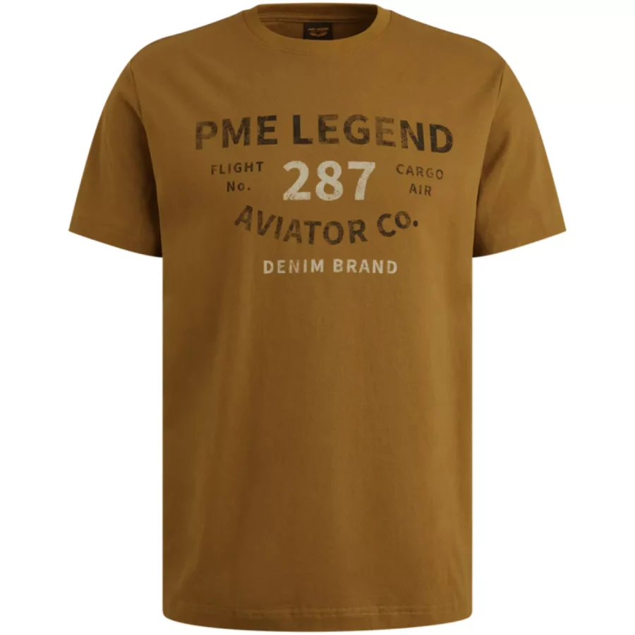 PME LEGEND-Short sleeve r-neck open end jerse-PTSS2506552-8187 Golden brown-BRUIN