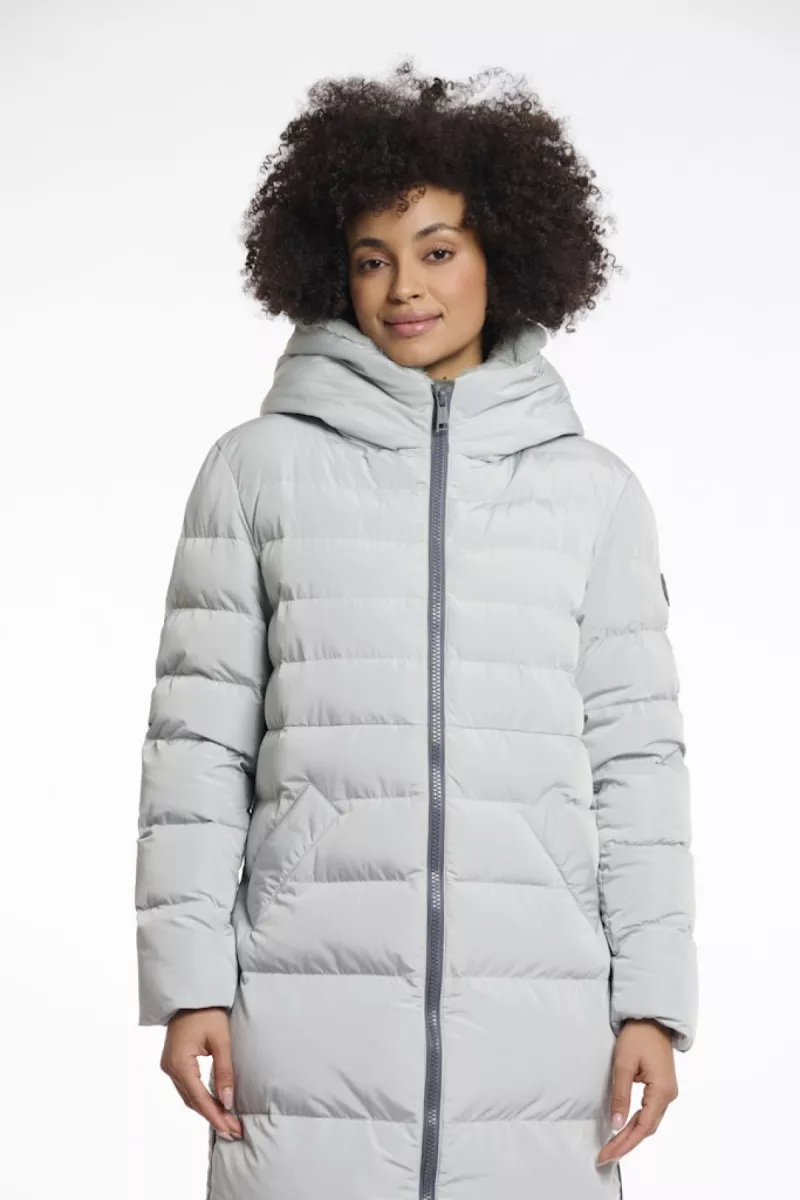 RINO & PELLE-Long Padded Hooded Coat With Faux Fur-Keilafur.7002511-10880 Manor Grey-LICHT GROEN