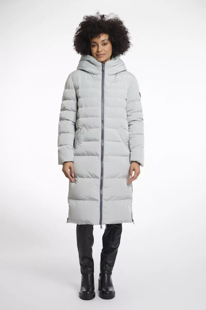 RINO & PELLE-Long Padded Hooded Coat With Faux Fur-Keilafur.7002511-10880 Manor Grey-LICHT GROEN