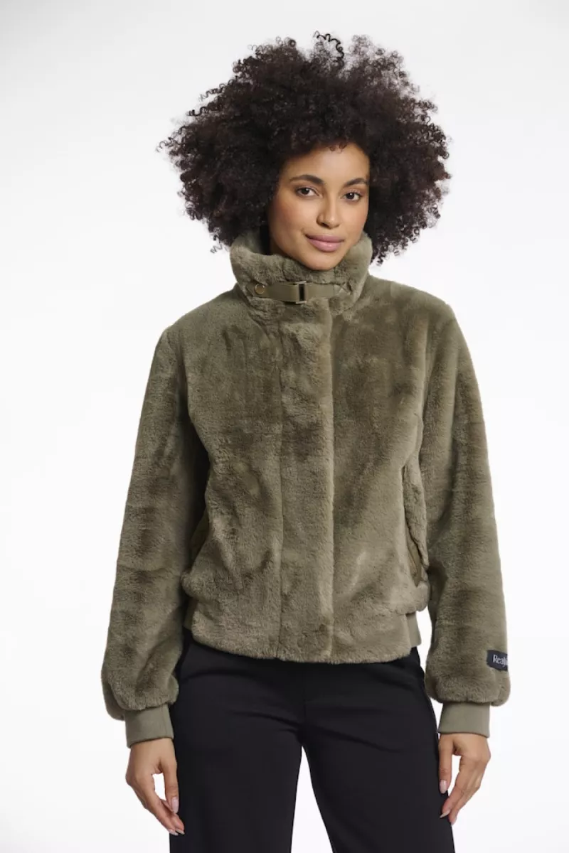 RINO & PELLE-Short Fake Fur Jacket-Ambra.7002511-10867 Green Ash-GROEN