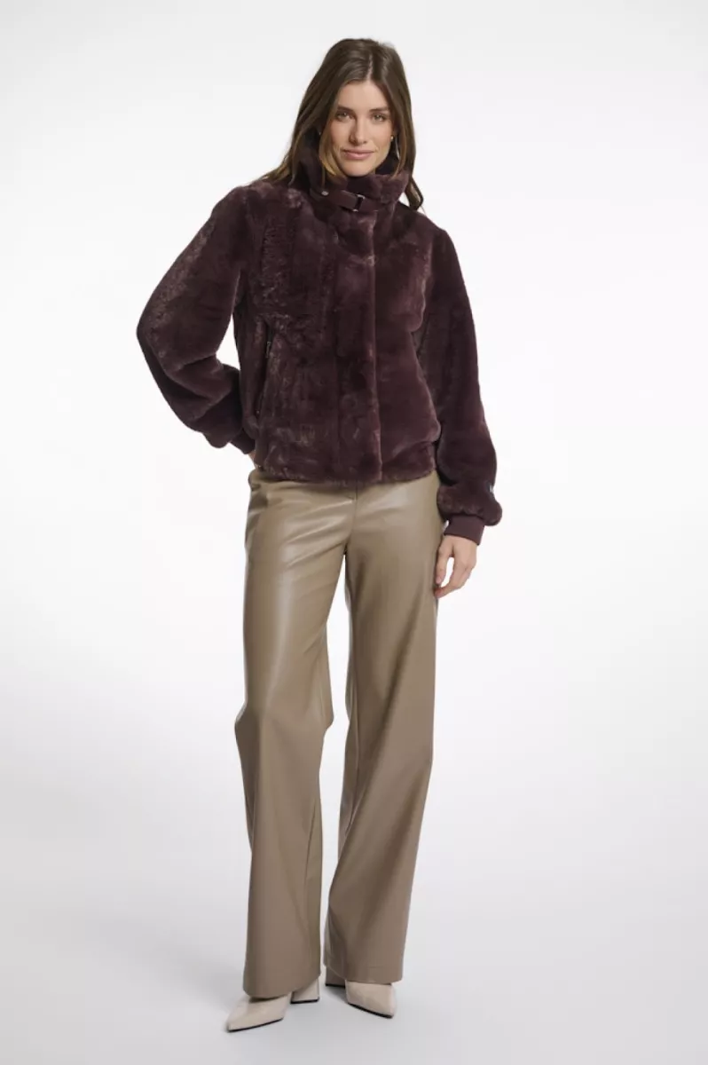 RINO & PELLE-Short Fake Fur Jacket-Ambra.7002511-10873 Chocolate Bean-CHOCOLADE