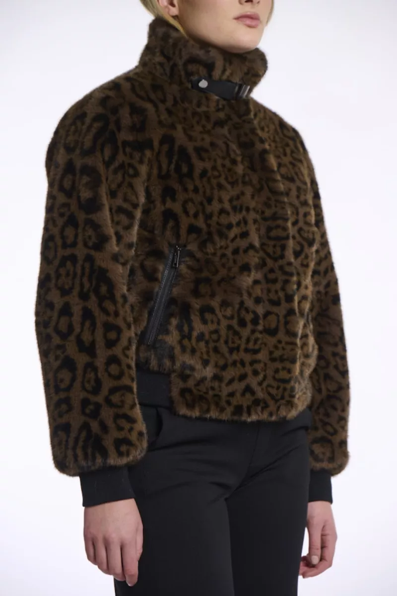 RINO & PELLE-Short Fake Fur Jacket-Ambra.7012511-8980 Leopard-BRUIN COMBINATIES