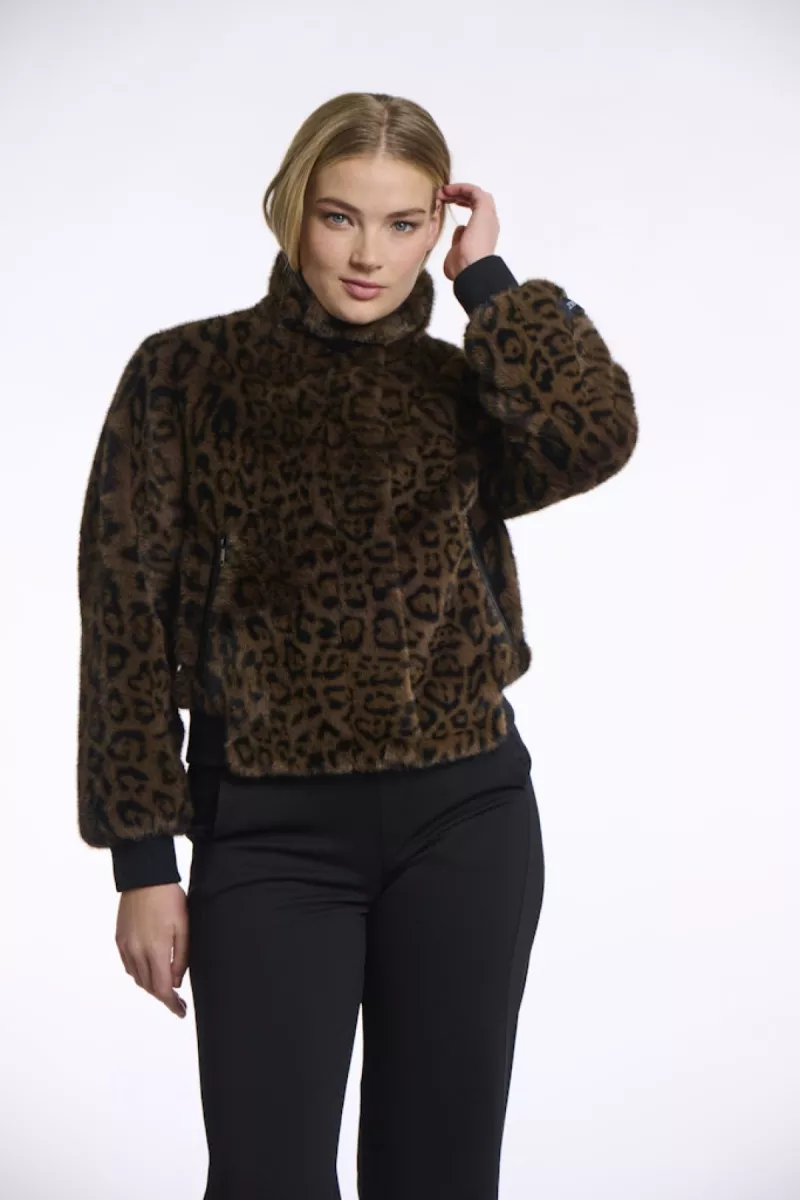 RINO & PELLE-Short Fake Fur Jacket-Ambra.7012511-8980 Leopard-BRUIN COMBINATIES