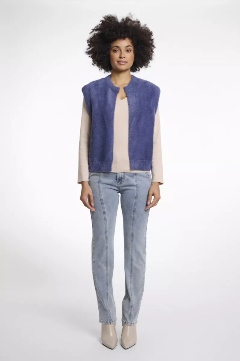RINO & PELLE-Short Waistcoat-Elona.5002511-10922 Blue Shadow-BLAUW