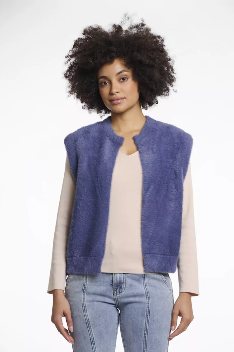 RINO & PELLE-Short Waistcoat-Elona.5002511-10922 Blue Shadow-BLAUW