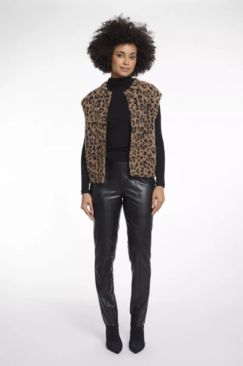 RINO & PELLE-Short Waistcoat-Elona.5012511-8980 Leopard-BRUIN COMBINATIES