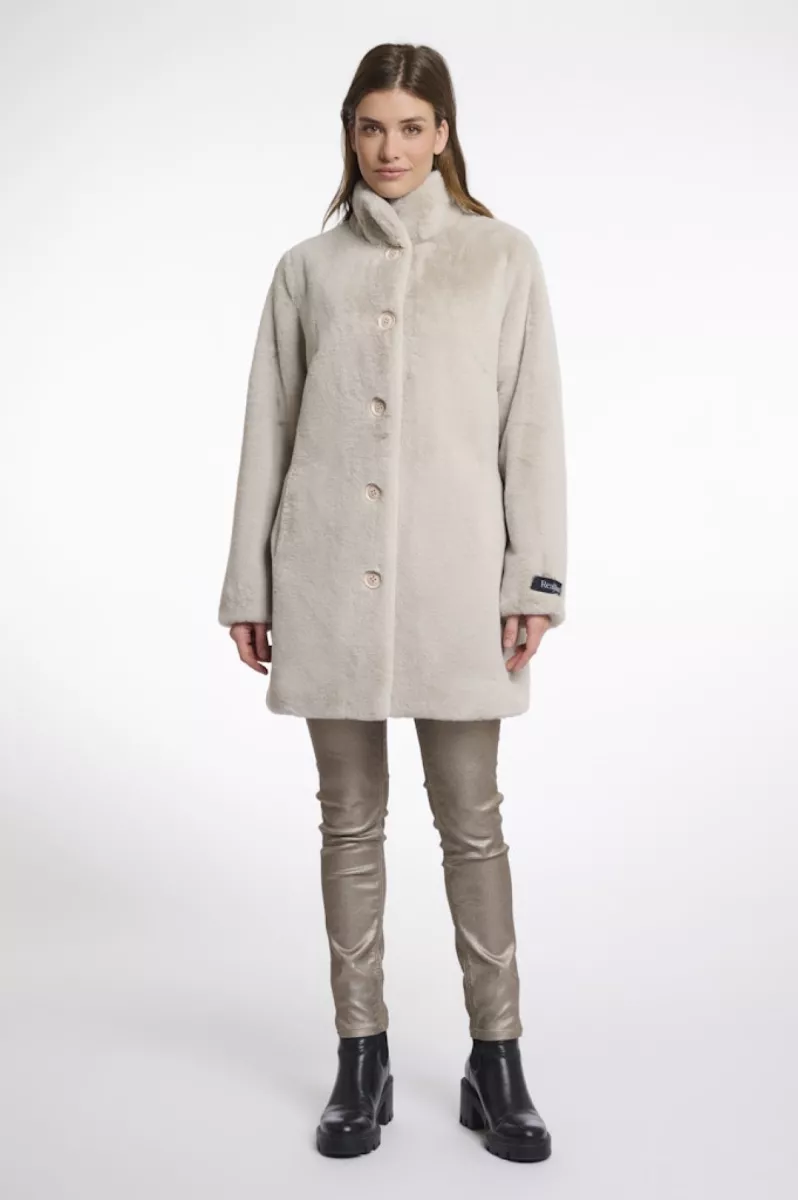 RINO & PELLE-Single Breasted Fake Fur Jacket-Nonna.7002511-9030 Birch-CREME
