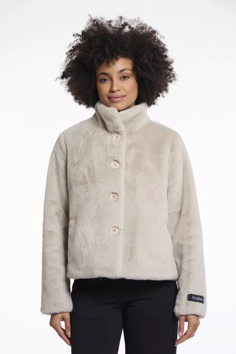 RINO & PELLE-Single Breasted Fake Fur Jacket-Vie.7002511-9030 Birch-CREME