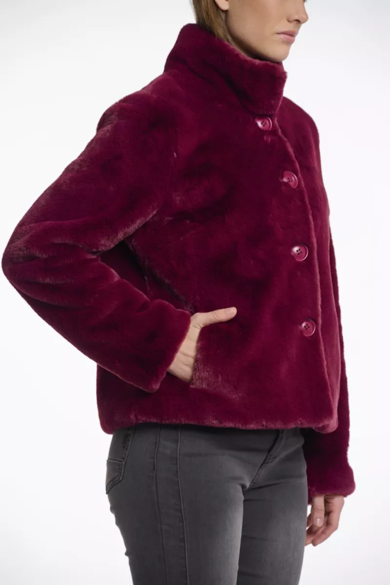 RINO & PELLE-Single Breated Fake Fur Jacket-Vie.7002511-10881 Sugar Plum-PAARS