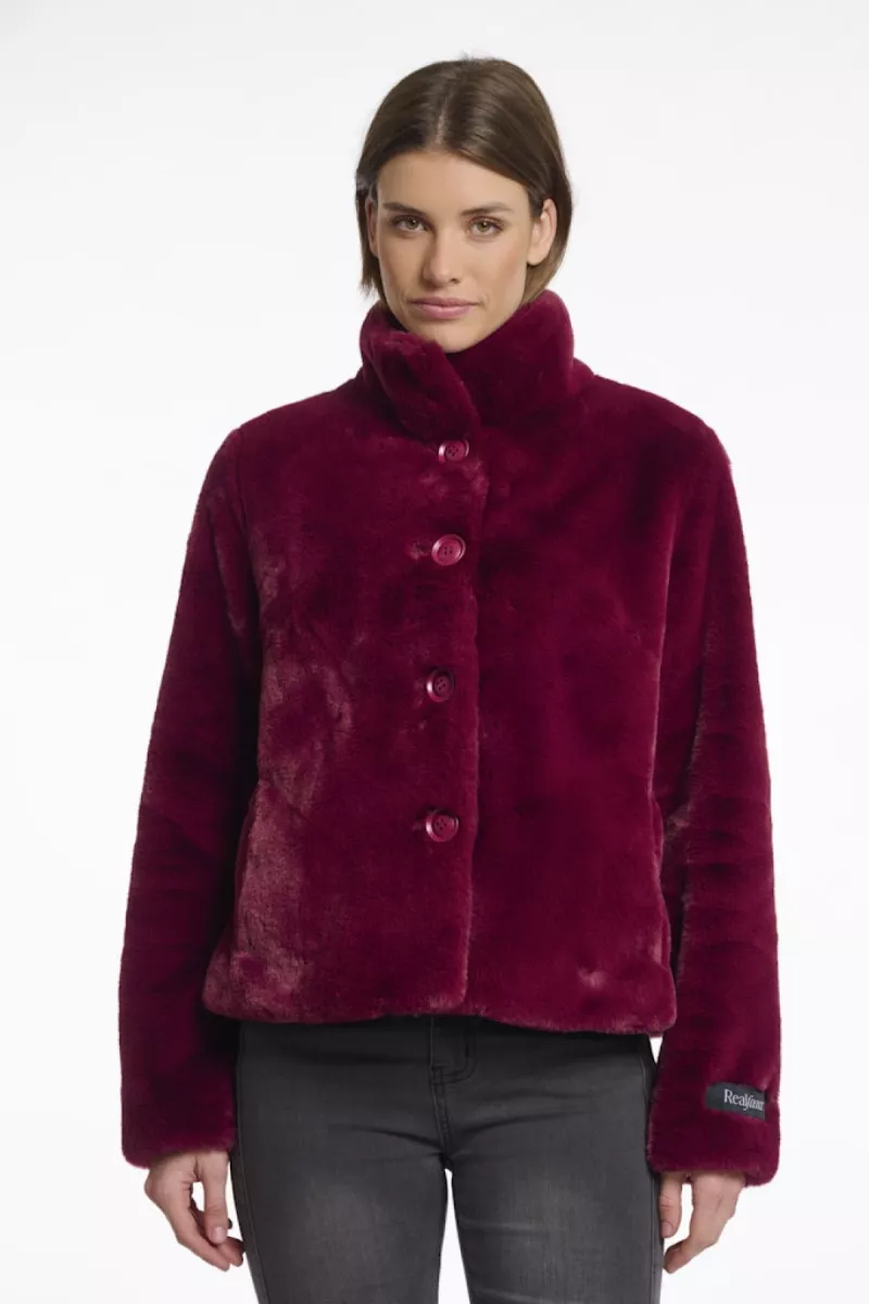 RINO & PELLE-Single Breated Fake Fur Jacket-Vie.7002511-10881 Sugar Plum-PAARS