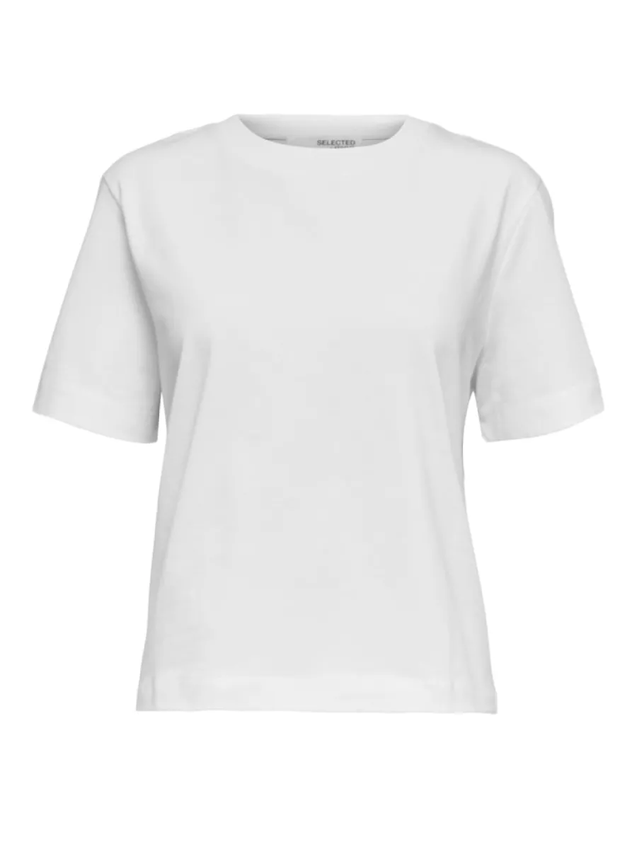 Selected Femme-SLFESSENTIAL SS BOXY TEE NOOS-16087919-Bright White-WIT