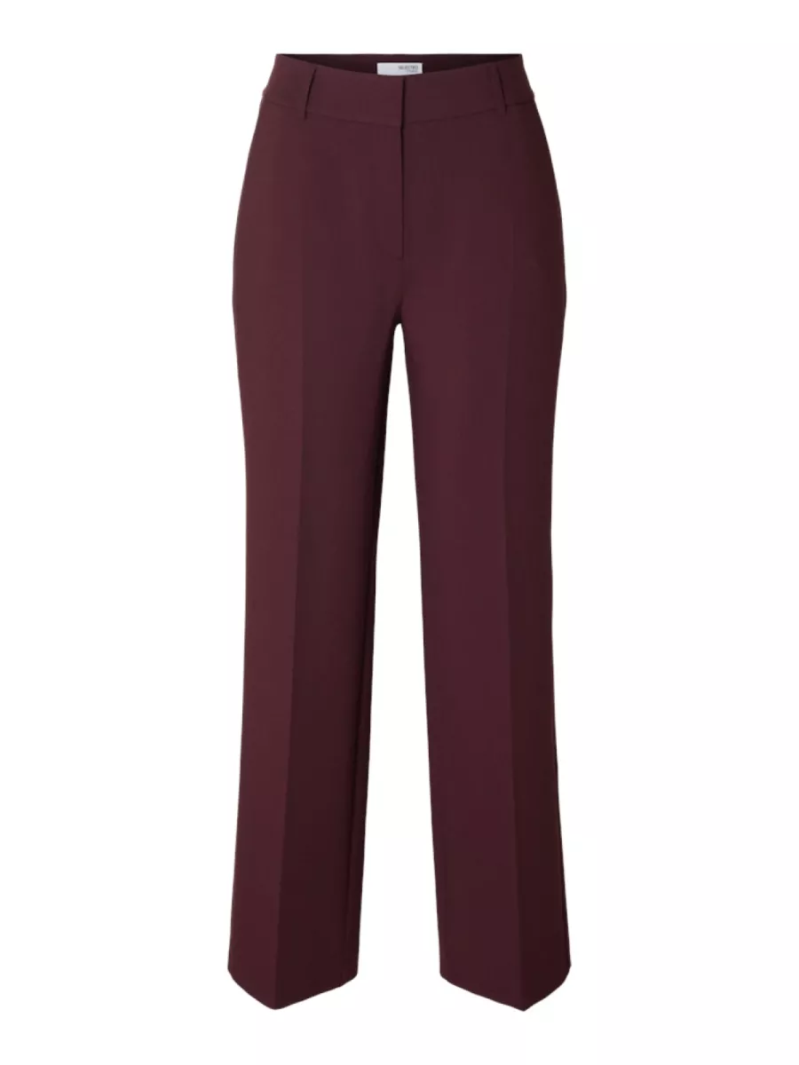 Selected Femme-SLFRITA MW WIDE PANT MEL NOOS-16094206-Fig-BORDEAUX