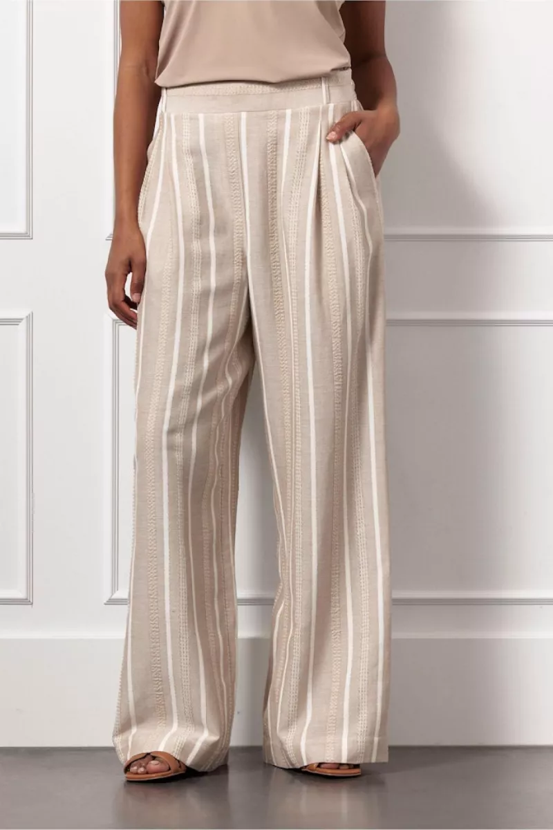 STUDIO ANNELOES-Fardeau gold stripe trousers-12995-2200 latte-CAFE