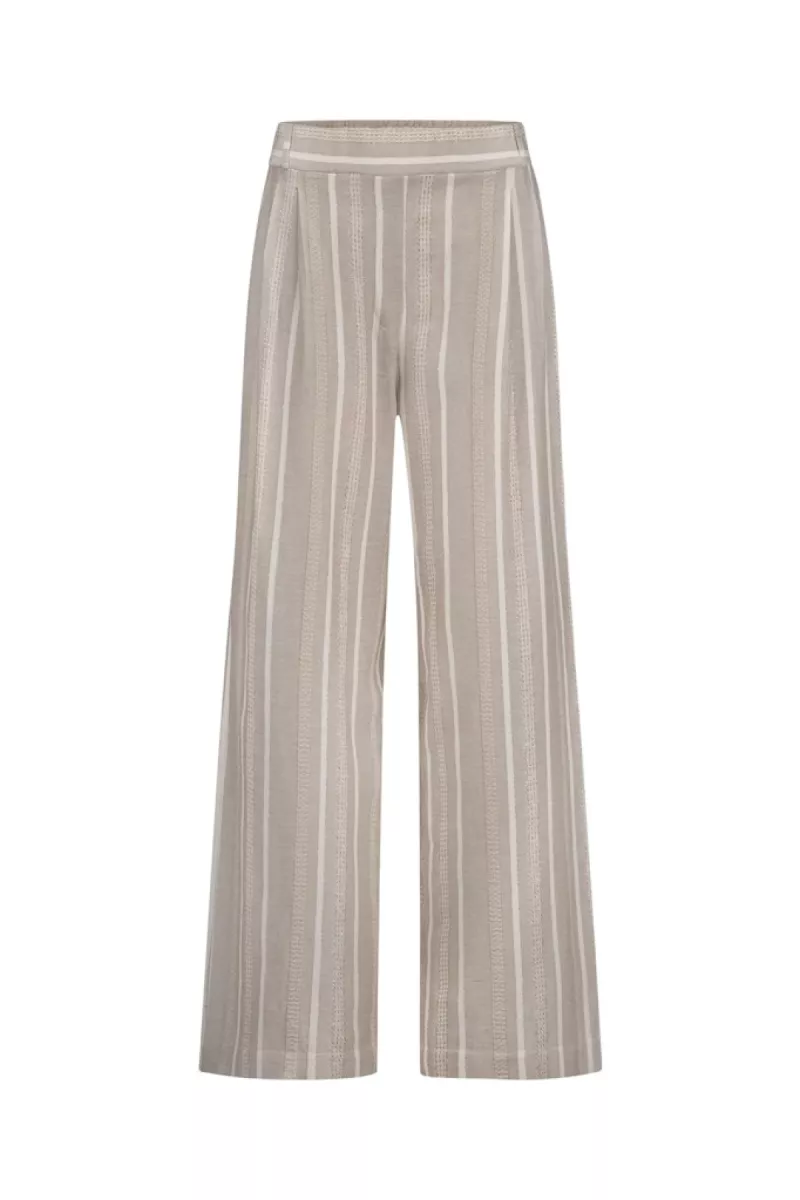 STUDIO ANNELOES-Fardeau gold stripe trousers-12995-2200 latte-CAFE