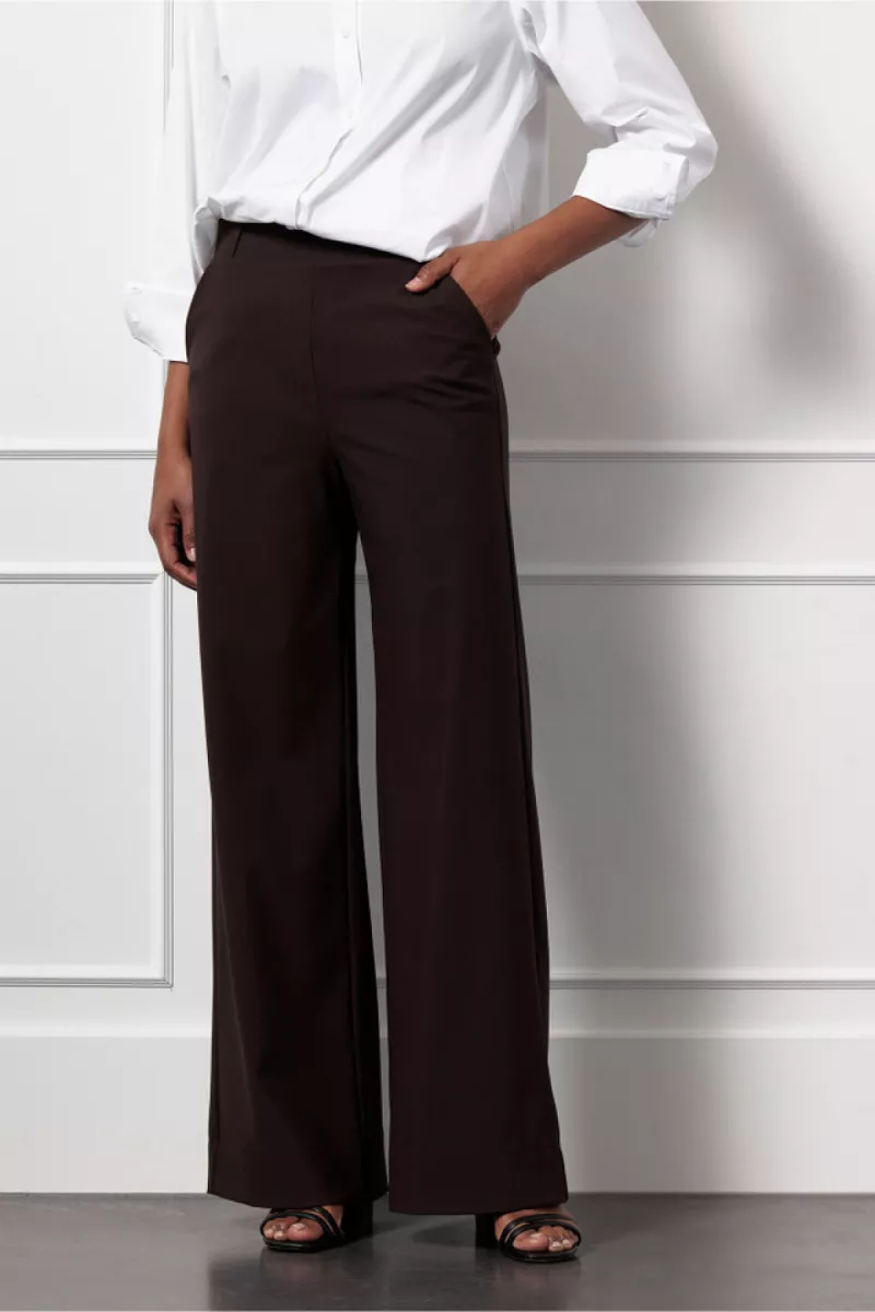 STUDIO ANNELOES-Lexie bonded trousers-94801-8700 espresso-DONKER BRUIN
