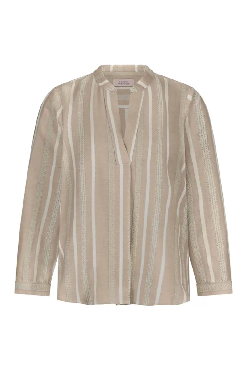 STUDIO ANNELOES-Lieve gold stripe top-12994-2200 latte-CAFE