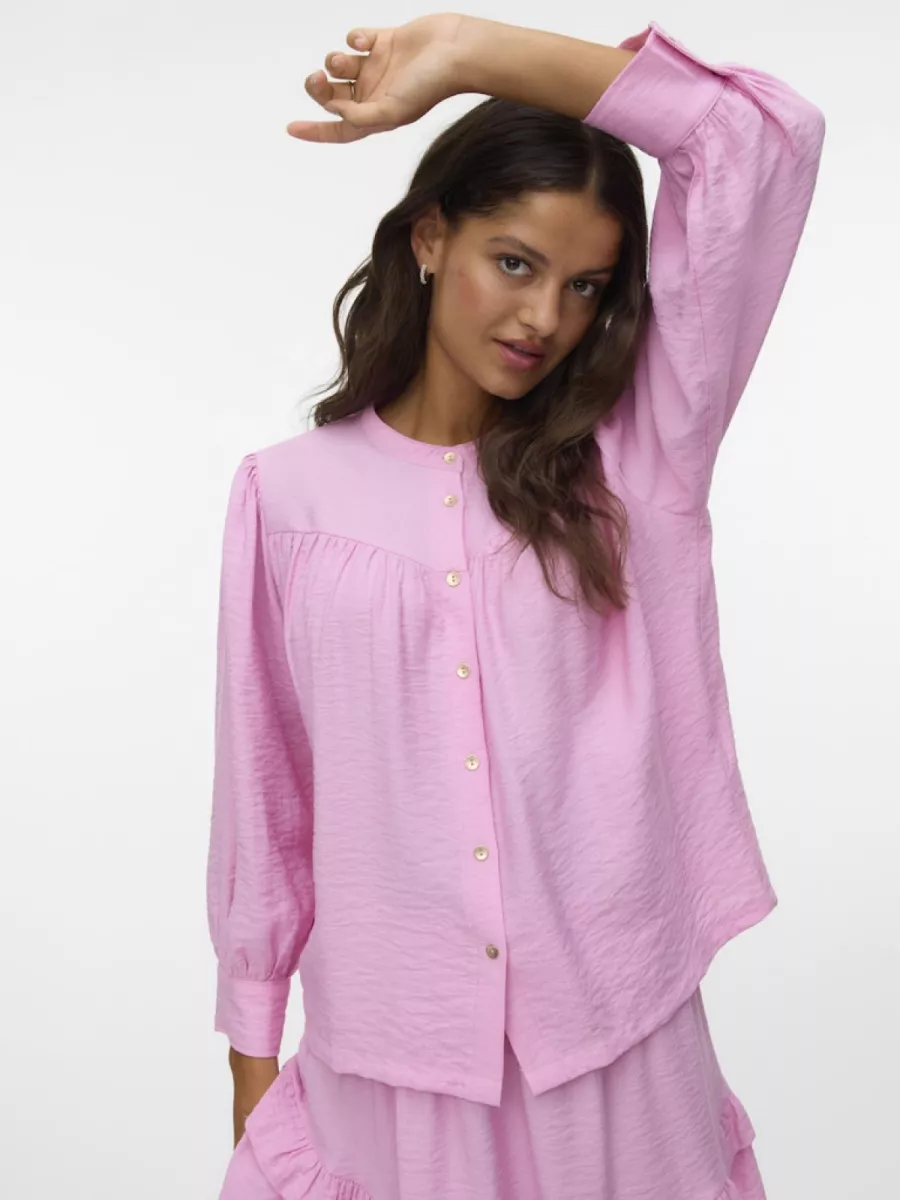 VERO MODA-VMBENEDICT 7/8 SLEEVE SHIRT EXP-10345090-Pale Banana-GEEL