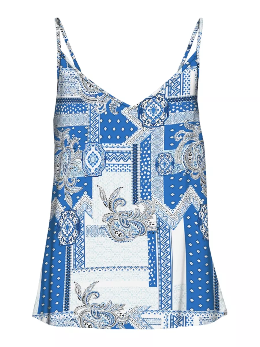 VERO MODA-VMEASY JOY V-NECK SINGLET WVN GA-10297362-Estate Blue-BLUE