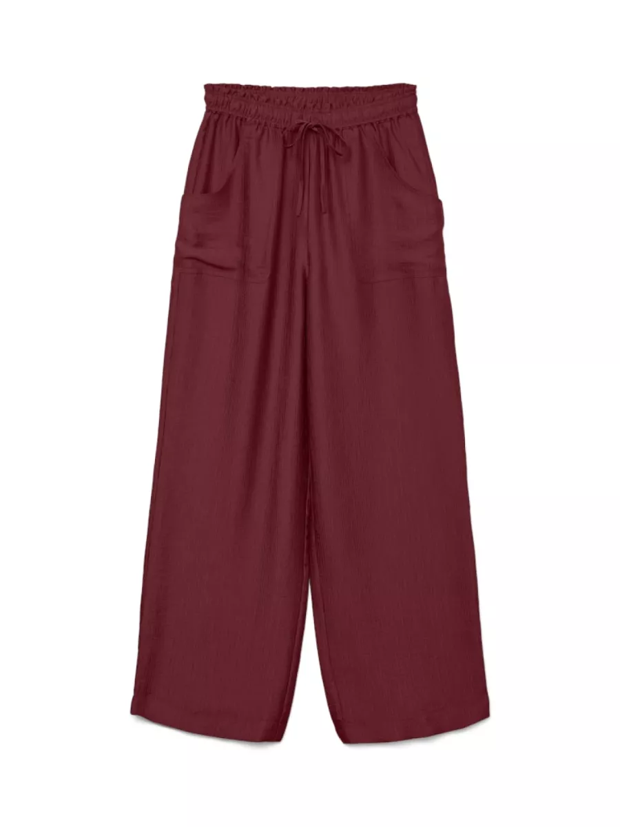 VERO MODA-VMTOMA HW STRAIGHT PANTS WVN-10329454-Syrah-BRUIN