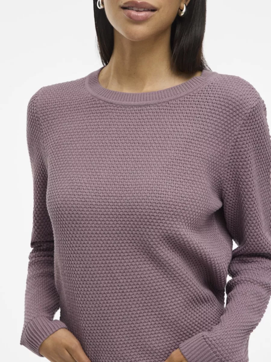 VILA-VIDALO O-NECK L/S KNIT TOP- NOOS-14082767-Toadstool-OUD ROSE