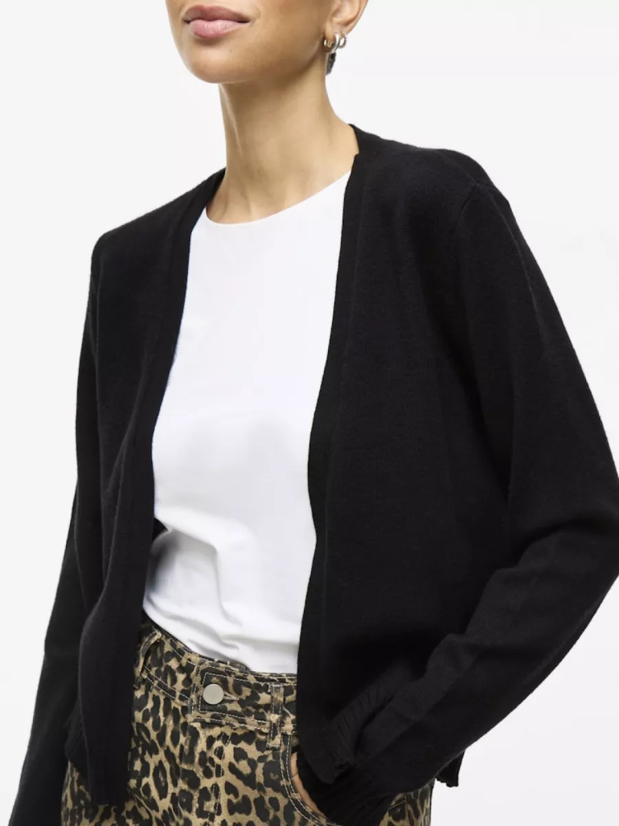 VILA-VIRIL SHORT L/S KNIT CARDIGAN-NOOS-14060800-Black-BLACK