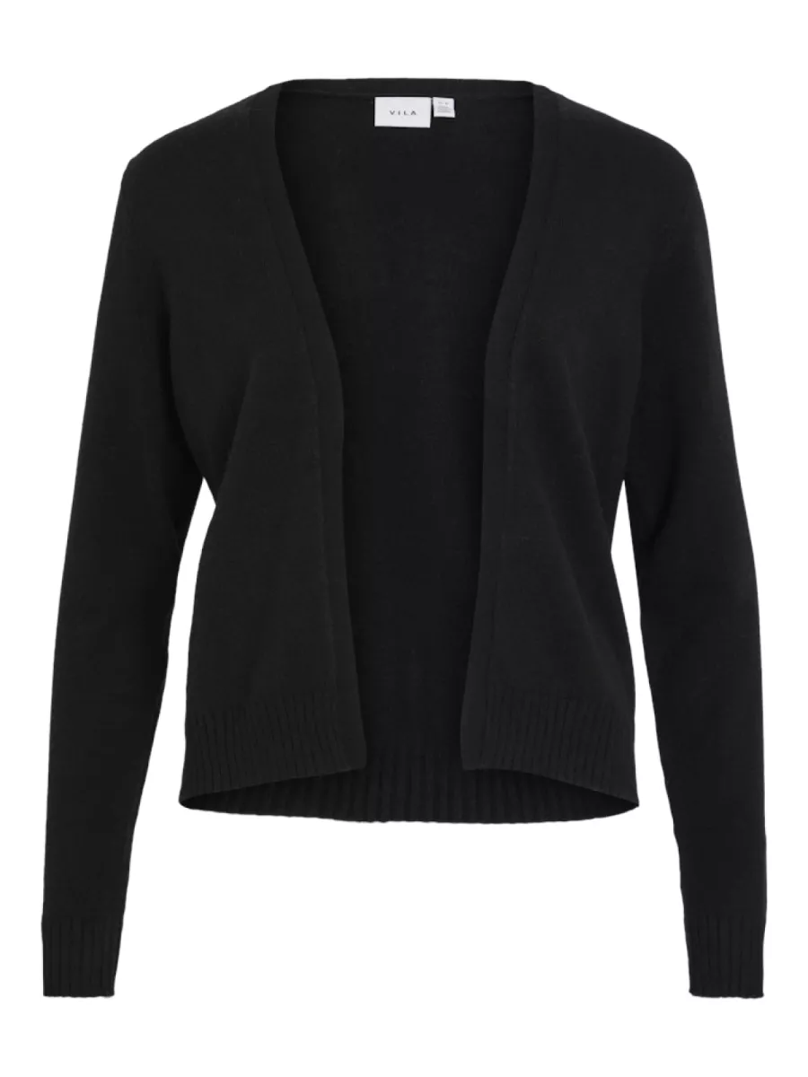 VILA-VIRIL SHORT L/S KNIT CARDIGAN-NOOS-14060800-Black-BLACK