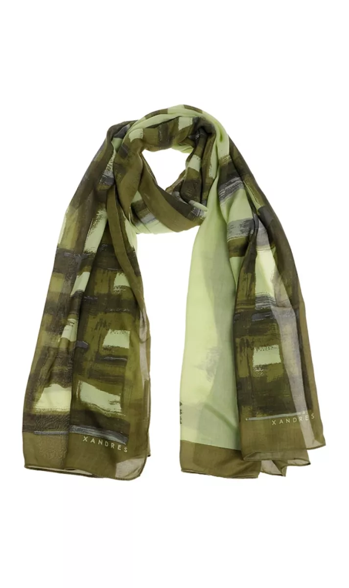 Xandres-Scarf placed stripe-61380-01-3090 basil green-GROEN