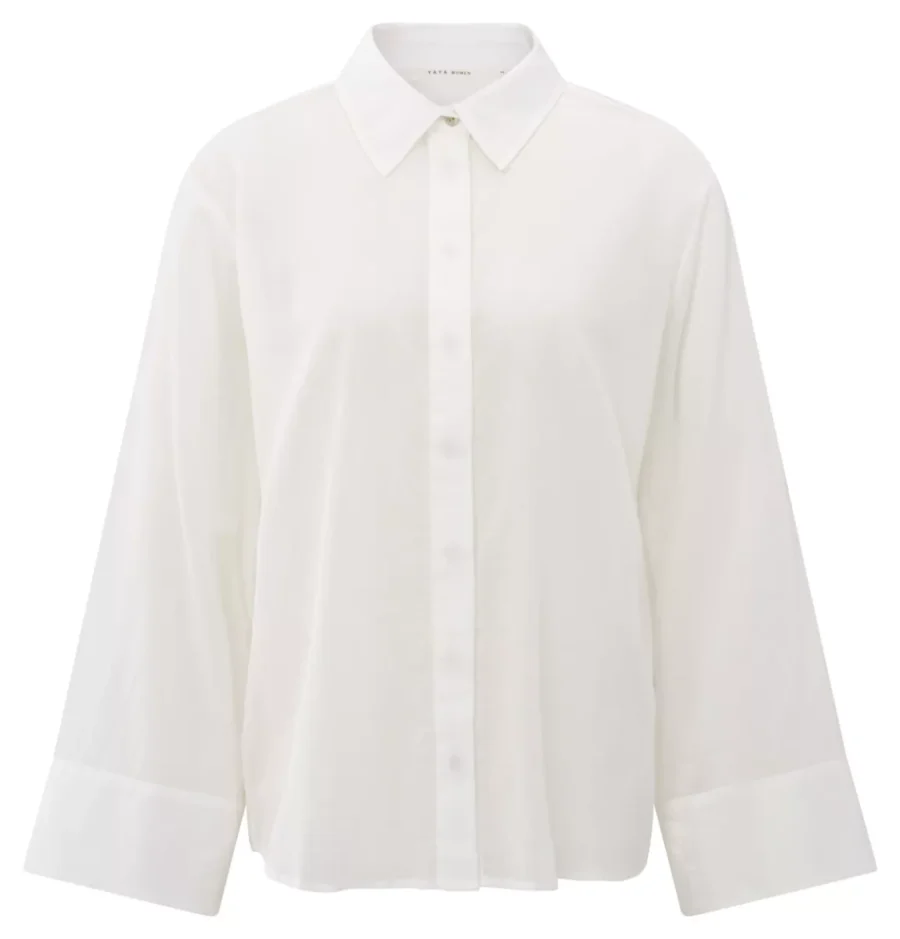 YAYA-Blouse with back buttons; Cotton; 99969-01-201163-507-99969-OFF WHITE