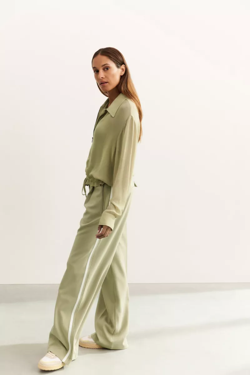 YAYA-Broek met streepdetail; Polyester/Viscose/Elastane-01-301188-504-99980-GROEN