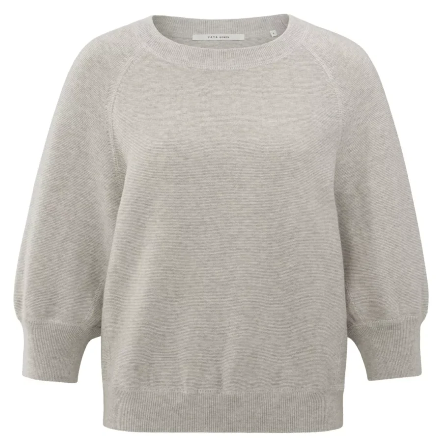 YAYA-Knitted raglan sweater; Cotton; 999512-01-000482-507-999512-GRIJS MELEE