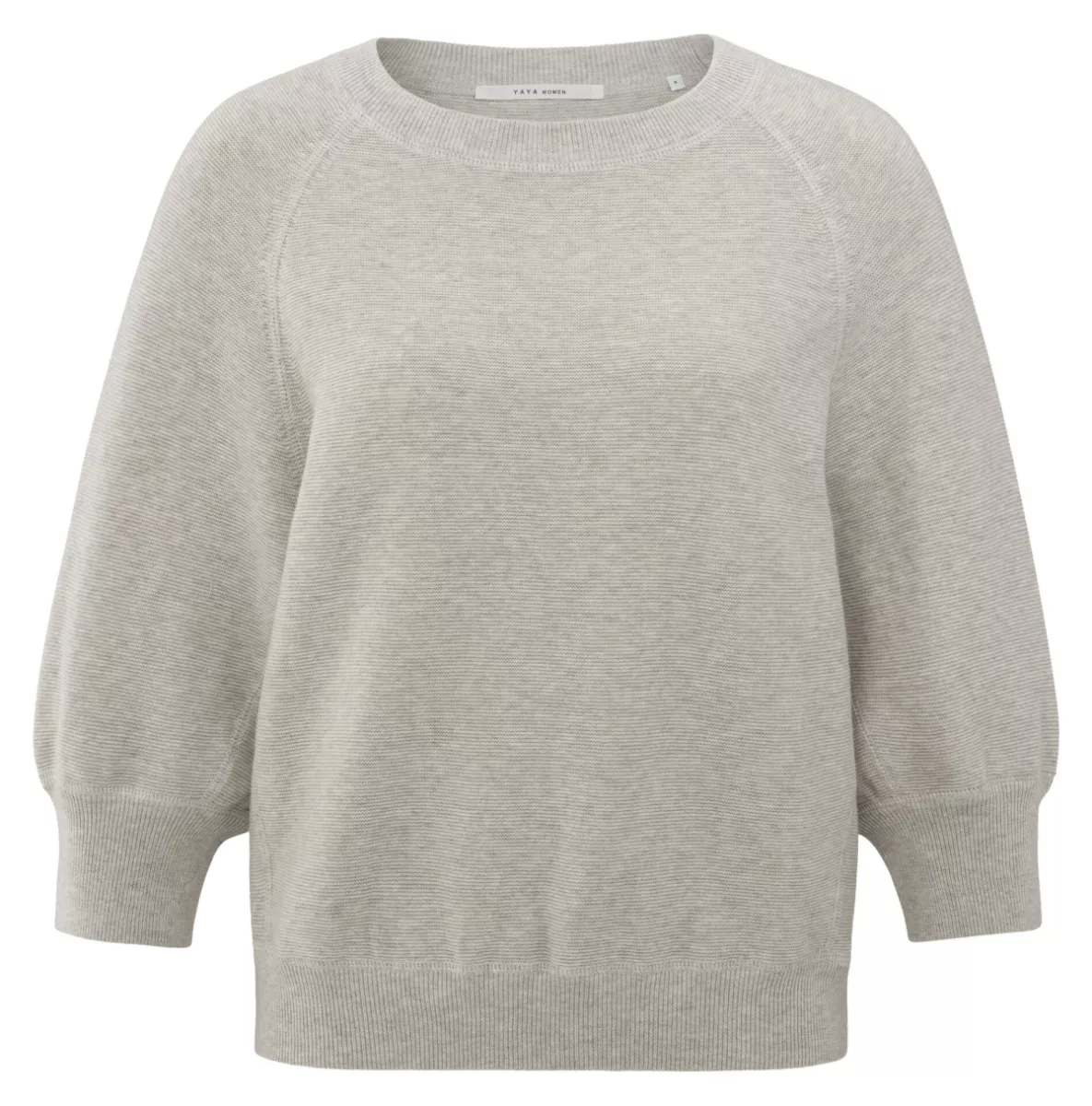 YAYA-Knitted raglan sweater; Cotton; 999512-01-000482-507-999512-GRIJS MELEE
