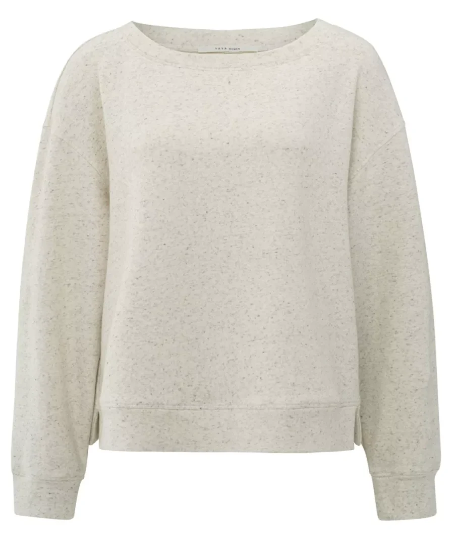 YAYA-Melange sweatshirt; Cotton/Elastane-01-109090-507-996912-CREME