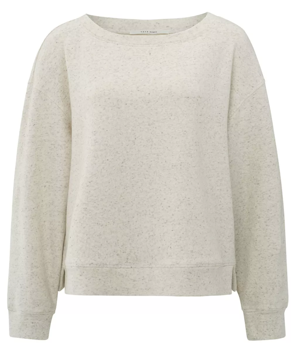 YAYA-Melange sweatshirt; Cotton/Elastane-01-109090-507-996912-CREME