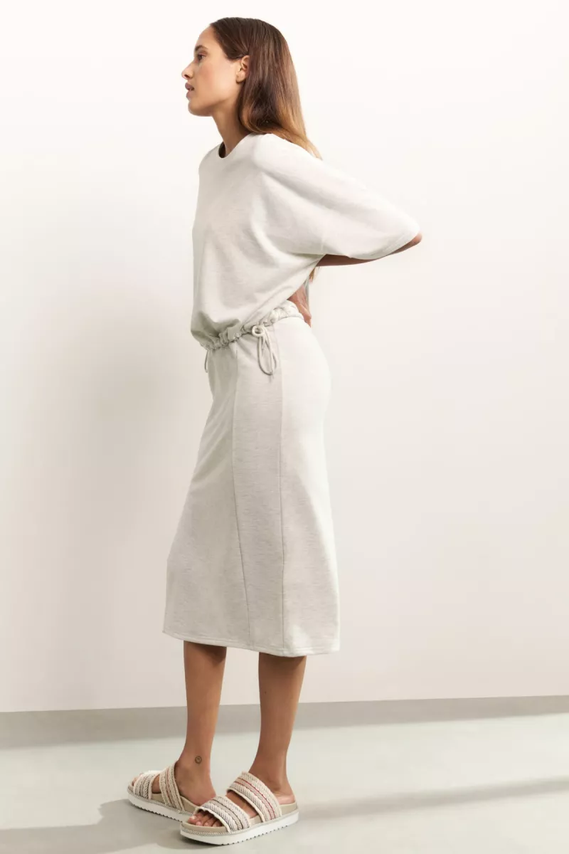 YAYA-Midi-rok met split; Cotton/Polyester; 99981-01-409074-504-99981-GRIJS