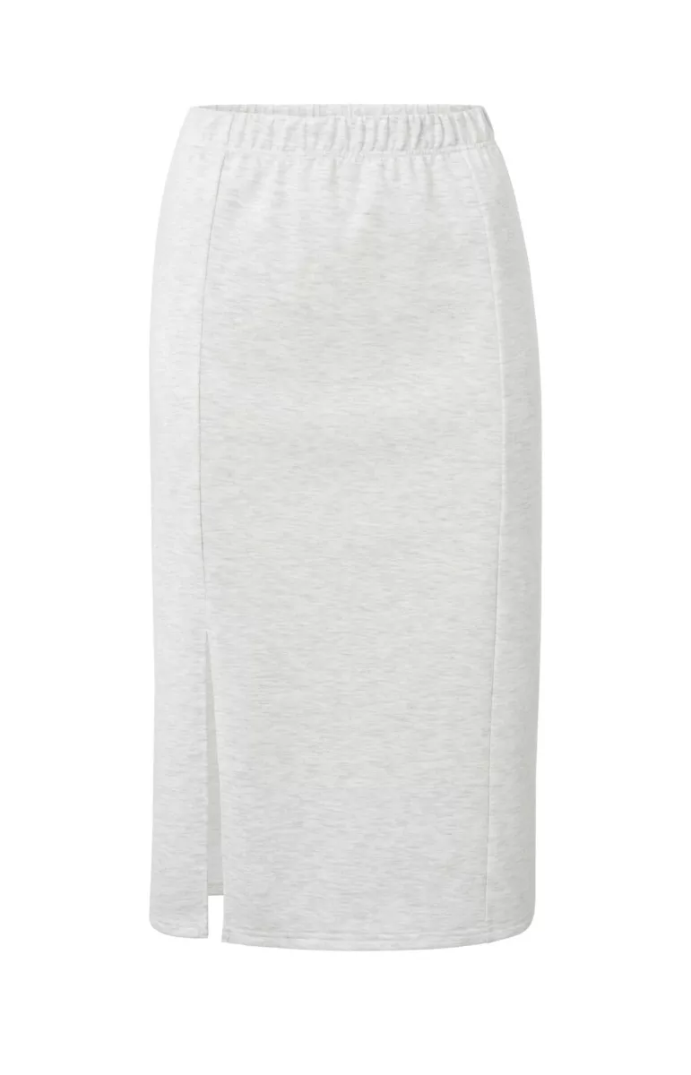 YAYA-Midi-rok met split; Cotton/Polyester; 99981-01-409074-504-99981-GRIJS