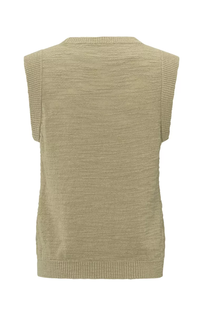 YAYA-Mouwloze top met textuur; Cotton/Polyamide-01-000466-504-99980-GROEN