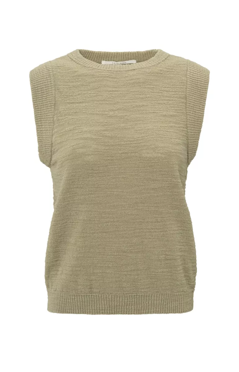 YAYA-Mouwloze top met textuur; Cotton/Polyamide-01-000466-504-99980-GROEN