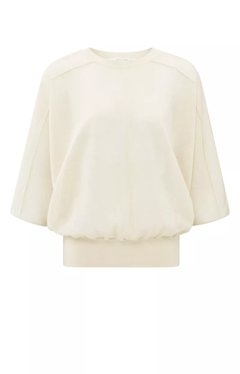 YAYA-Transparent batwing sweater; Viscose/Polyester/Linen-01-000469-504-99990-CREME