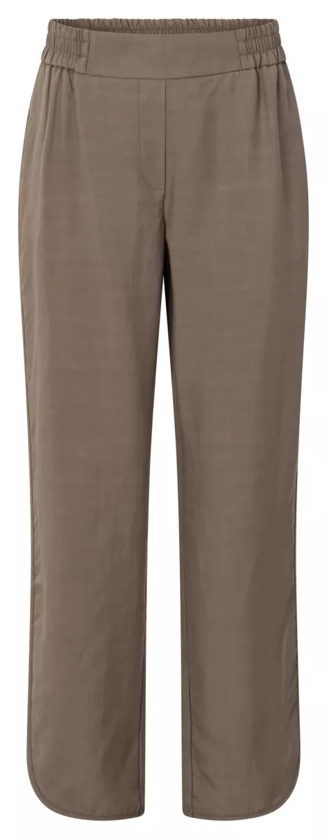 YAYA-Woven trousers with curved hem; Lyocell/Linen; 99948-01-301205-507-99948-BRUIN