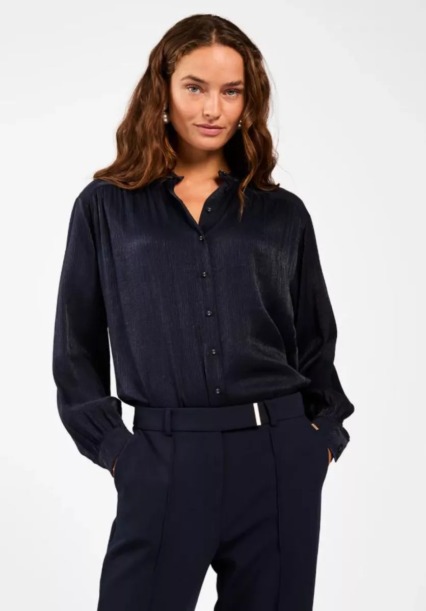 Aaiko-Blouse LM-Liv Vis 516-193924 Night Blue-DONKER BLAUW