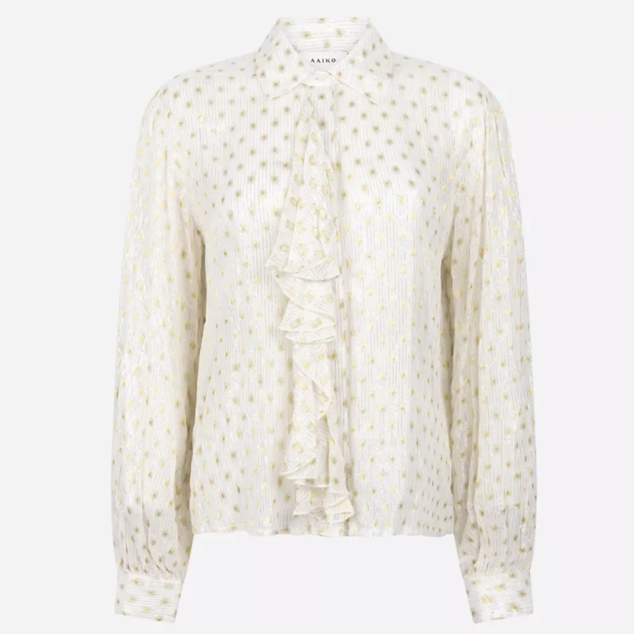 Aaiko-Blouse LM-Yalise Dot Vis 574-114300 Les Blancs-CREME