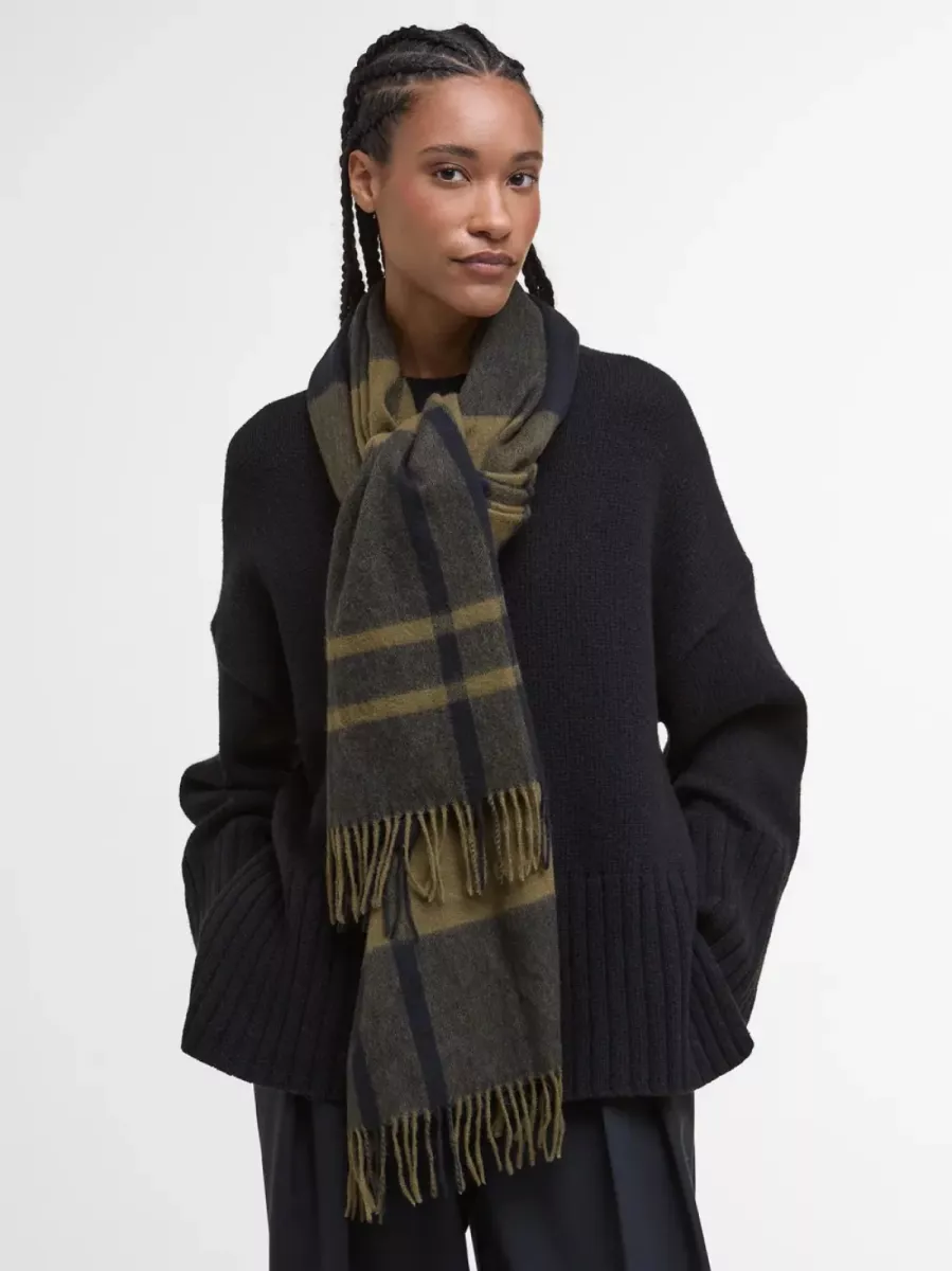 Barbour-Shawl-LSC0483-BK 11 Black/Olive-OLIJF