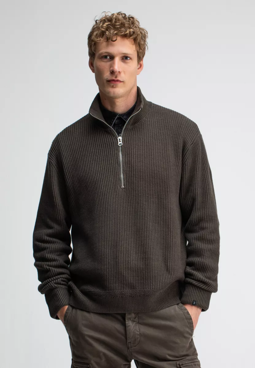 BUTCHER OF BLUE-Galway half zip-M2526001-696 mocha brown-BRUIN