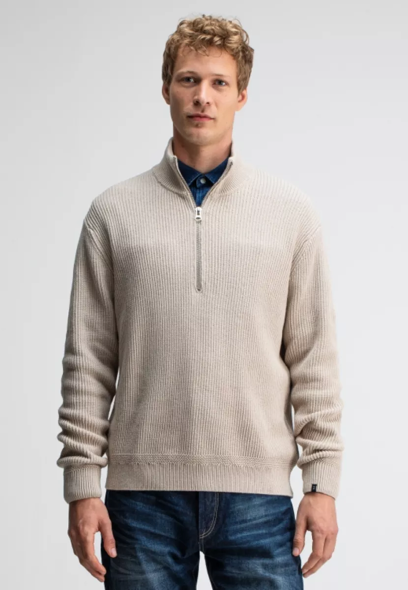 BUTCHER OF BLUE-Galway half zip-M2526001-697 lt. sand-CREME